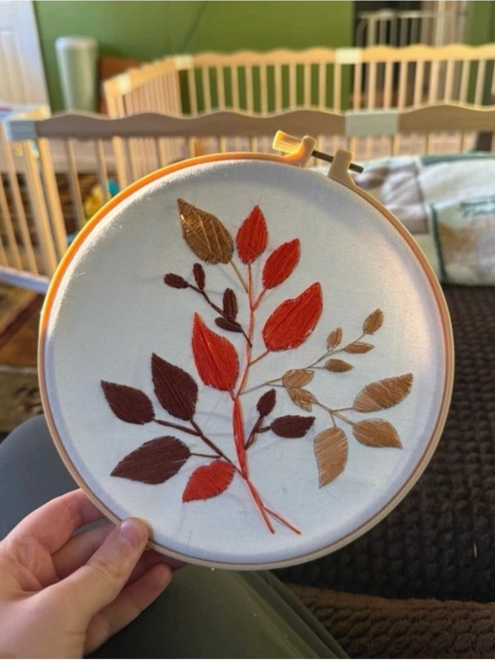 Fall Leaves Embroidery Art- Handmade